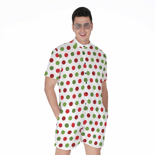 Merry Christmas Polka Dot Pattern Print Men's Rompers