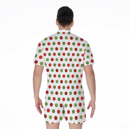Merry Christmas Polka Dot Pattern Print Men's Rompers
