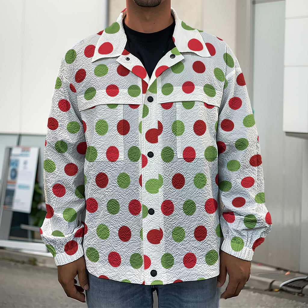 Merry Christmas Polka Dot Pattern Print Men's Shirt Jacket
