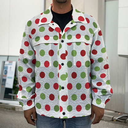 Merry Christmas Polka Dot Pattern Print Men's Shirt Jacket