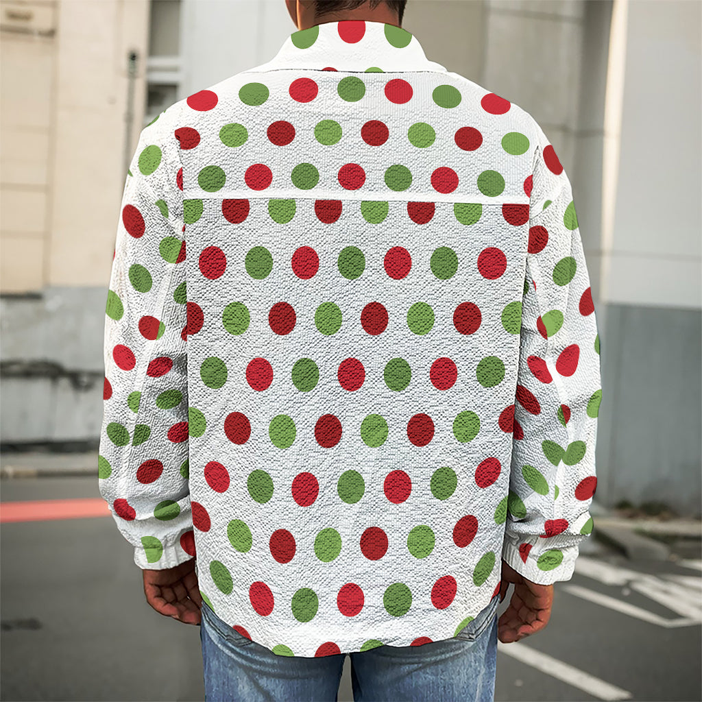Merry Christmas Polka Dot Pattern Print Men's Shirt Jacket