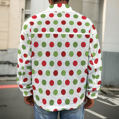 Merry Christmas Polka Dot Pattern Print Men's Shirt Jacket