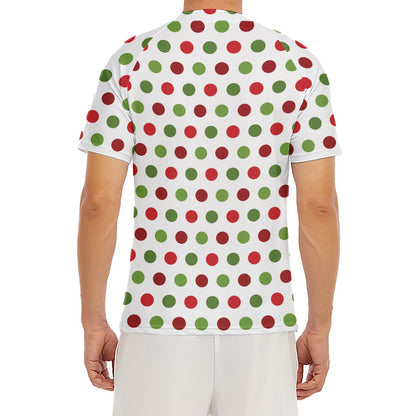 Merry Christmas Polka Dot Pattern Print Men's Short Sleeve Rash Guard