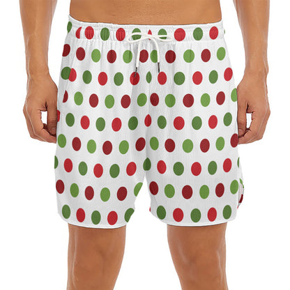 Merry Christmas Polka Dot Pattern Print Men's Split Running Shorts