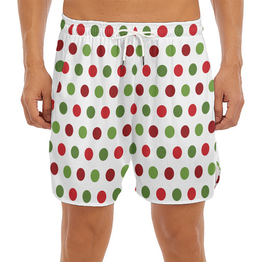 Merry Christmas Polka Dot Pattern Print Men's Split Running Shorts