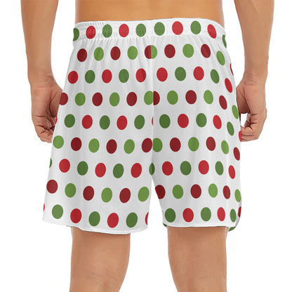 Merry Christmas Polka Dot Pattern Print Men's Split Running Shorts