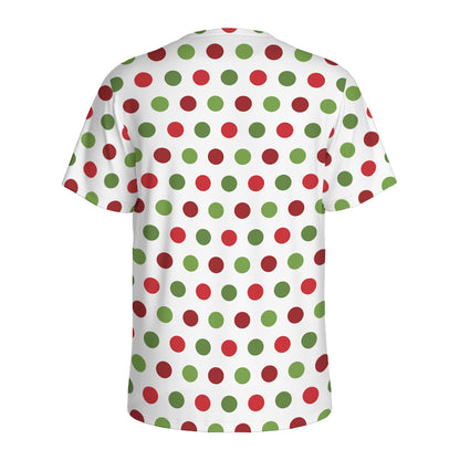 Merry Christmas Polka Dot Pattern Print Men's Sports T-Shirt