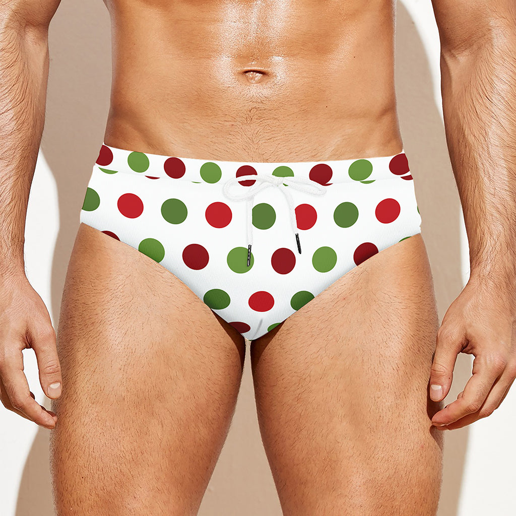 Merry Christmas Polka Dot Pattern Print Men's Swim Briefs