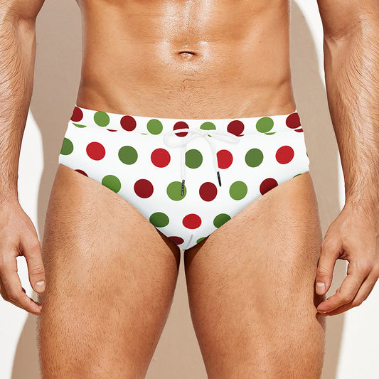 Merry Christmas Polka Dot Pattern Print Men's Swim Briefs