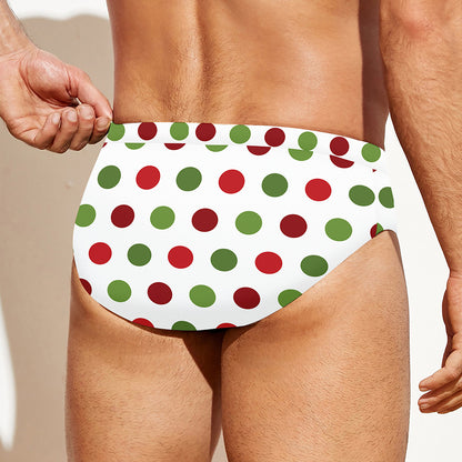 Merry Christmas Polka Dot Pattern Print Men's Swim Briefs