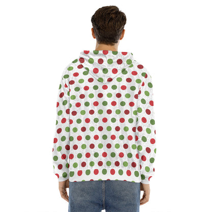 Merry Christmas Polka Dot Pattern Print Men's Velvet Pullover Hoodie