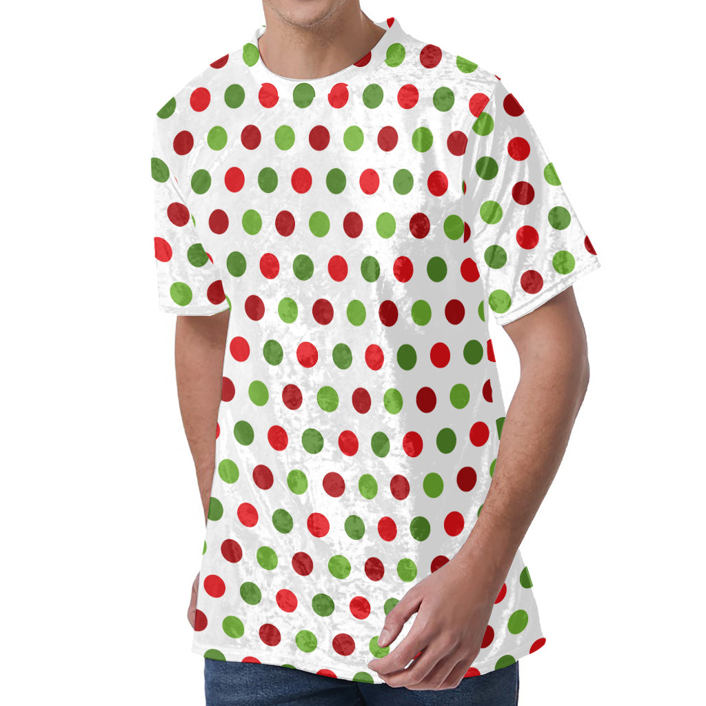 Merry Christmas Polka Dot Pattern Print Men's Velvet T-Shirt