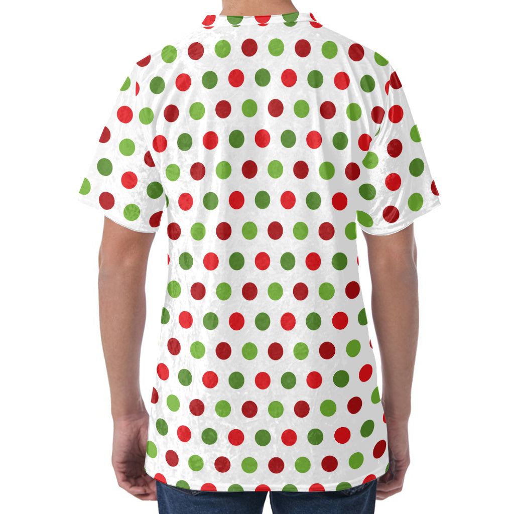 Merry Christmas Polka Dot Pattern Print Men's Velvet T-Shirt