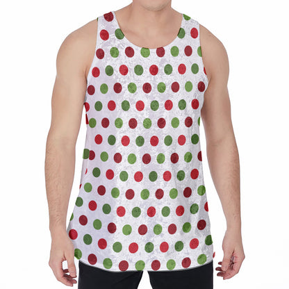 Merry Christmas Polka Dot Pattern Print Men's Velvet Tank Top