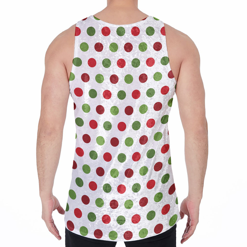 Merry Christmas Polka Dot Pattern Print Men's Velvet Tank Top
