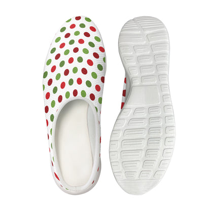 Merry Christmas Polka Dot Pattern Print Mesh Casual Shoes