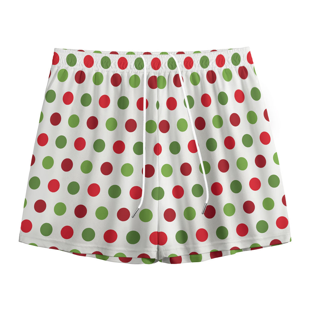 Merry Christmas Polka Dot Pattern Print Mesh Shorts