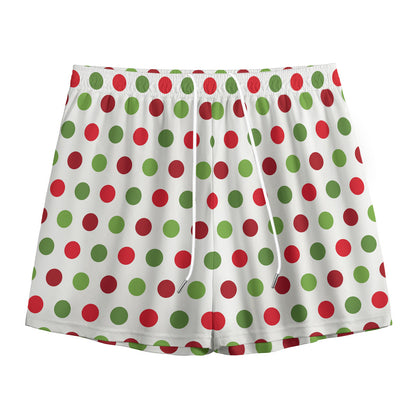 Merry Christmas Polka Dot Pattern Print Mesh Shorts