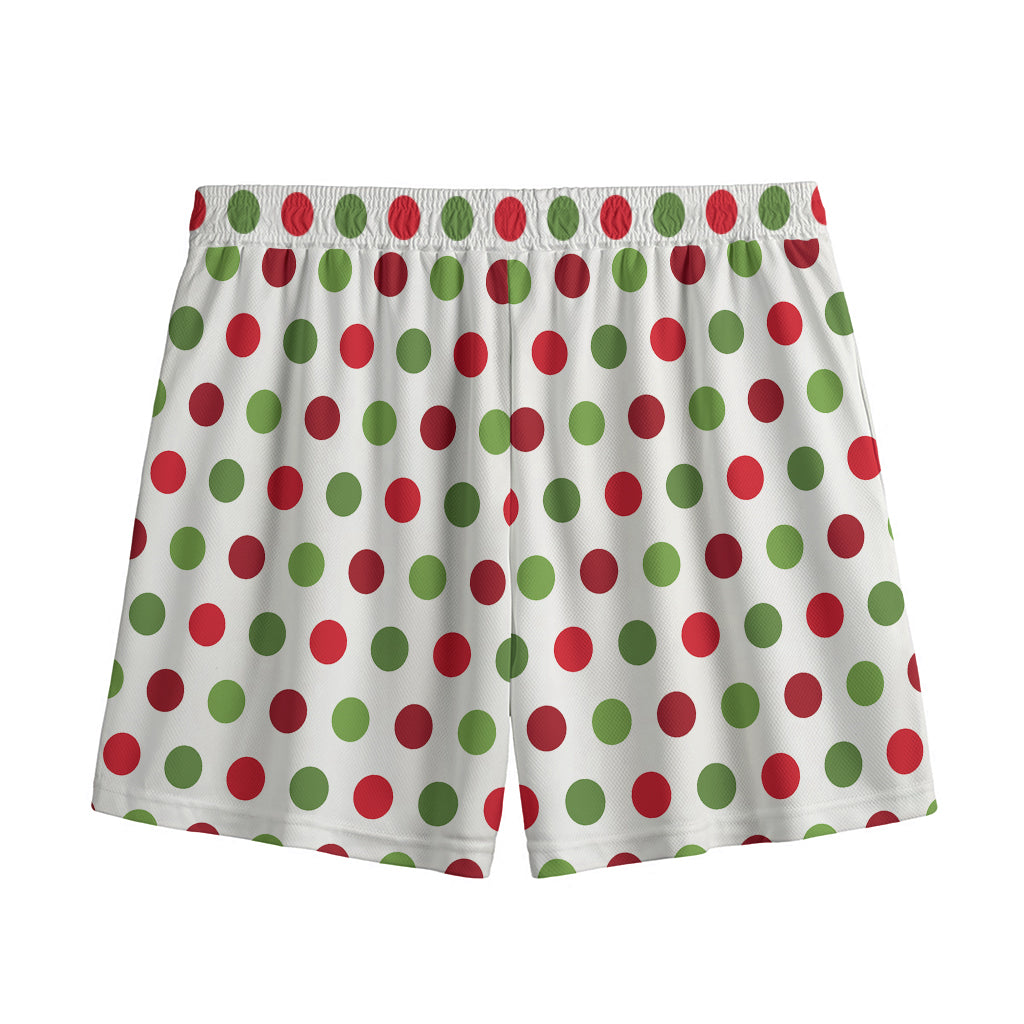 Merry Christmas Polka Dot Pattern Print Mesh Shorts