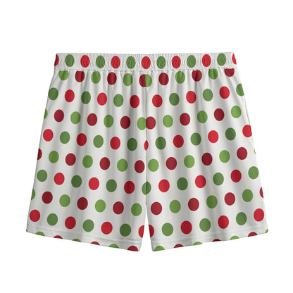 Merry Christmas Polka Dot Pattern Print Mesh Shorts