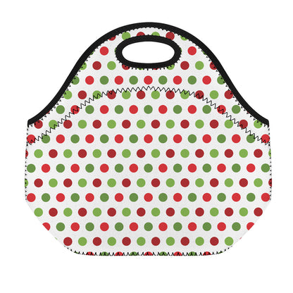 Merry Christmas Polka Dot Pattern Print Neoprene Lunch Bag