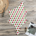 Merry Christmas Polka Dot Pattern Print One Shoulder Bodysuit
