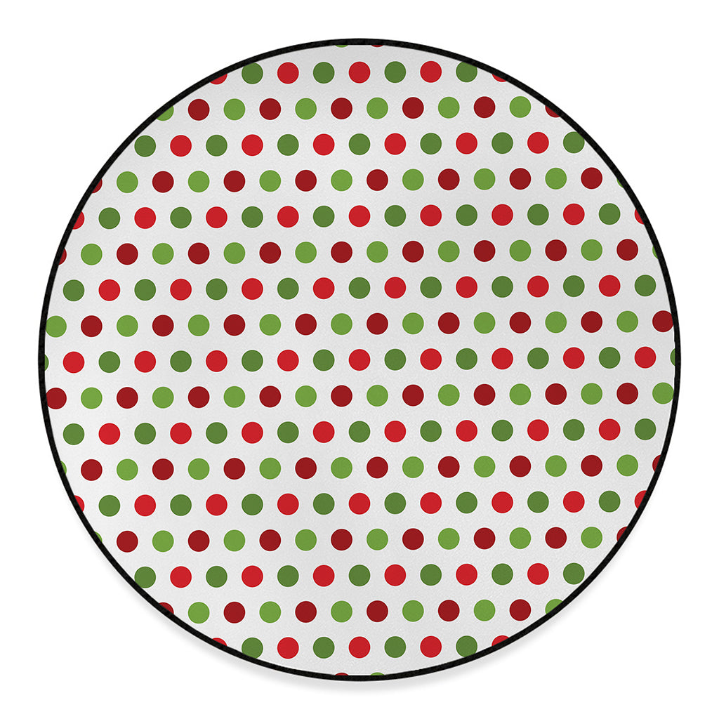 Merry Christmas Polka Dot Pattern Print Round Floor Mat