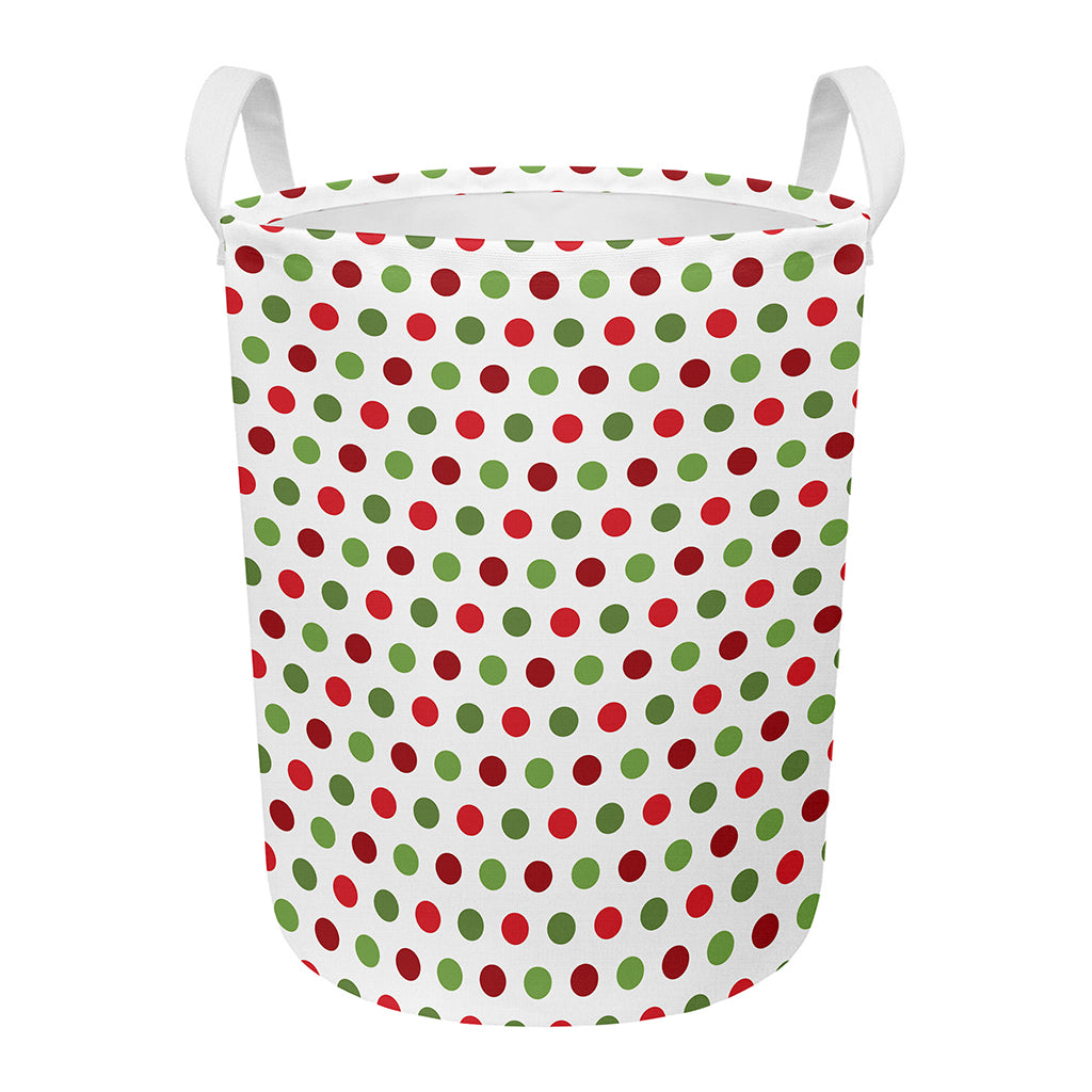 Merry Christmas Polka Dot Pattern Print Round Laundry Basket
