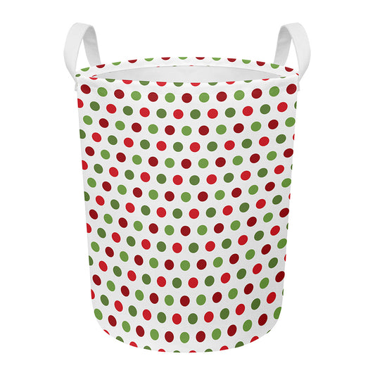 Merry Christmas Polka Dot Pattern Print Round Laundry Basket
