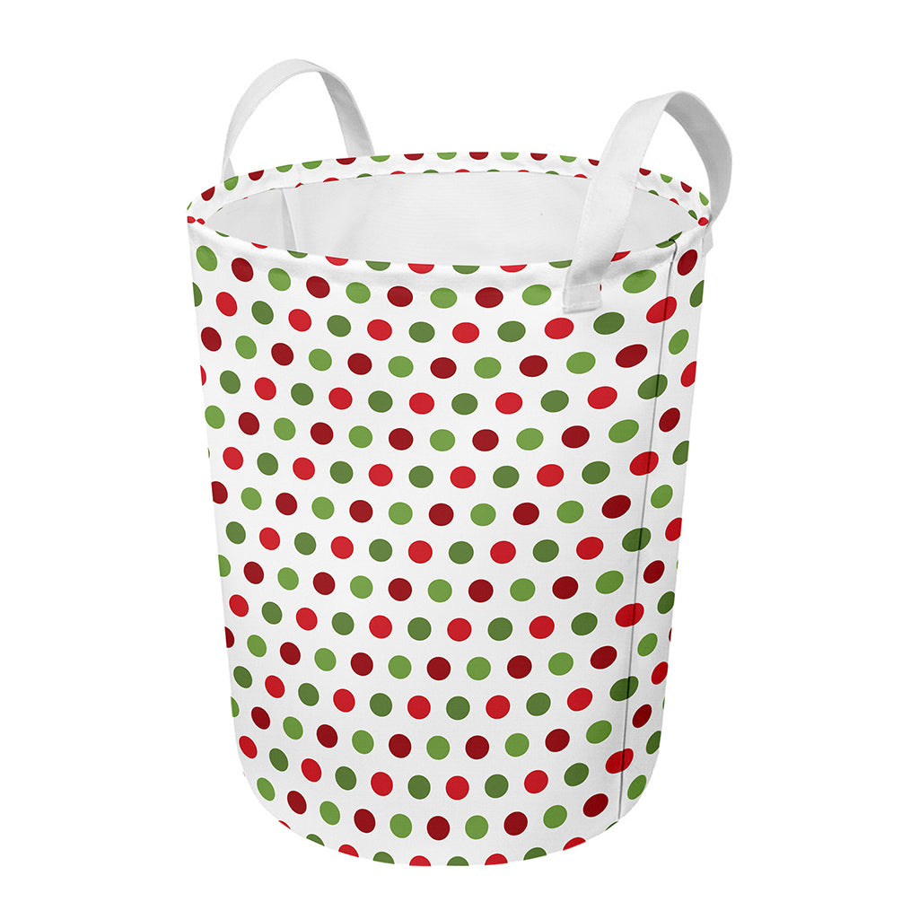 Merry Christmas Polka Dot Pattern Print Round Laundry Basket