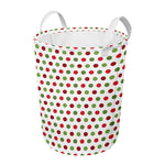 Merry Christmas Polka Dot Pattern Print Round Laundry Basket