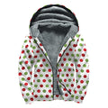 Merry Christmas Polka Dot Pattern Print Sherpa Lined Zip Up Hoodie