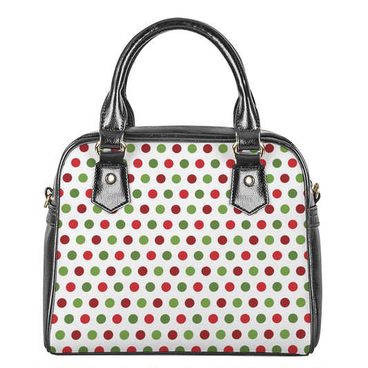 Merry Christmas Polka Dot Pattern Print Shoulder Handbag
