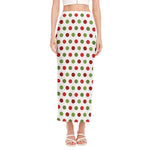 Merry Christmas Polka Dot Pattern Print Side Slit Maxi Skirt