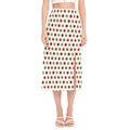 Merry Christmas Polka Dot Pattern Print Side Slit Midi Skirt