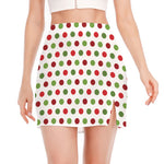 Merry Christmas Polka Dot Pattern Print Side Slit Mini Skirt