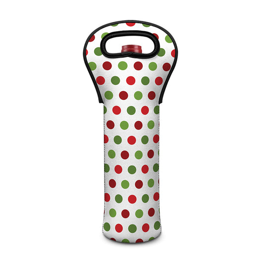 Merry Christmas Polka Dot Pattern Print Single Neoprene Wine Tote