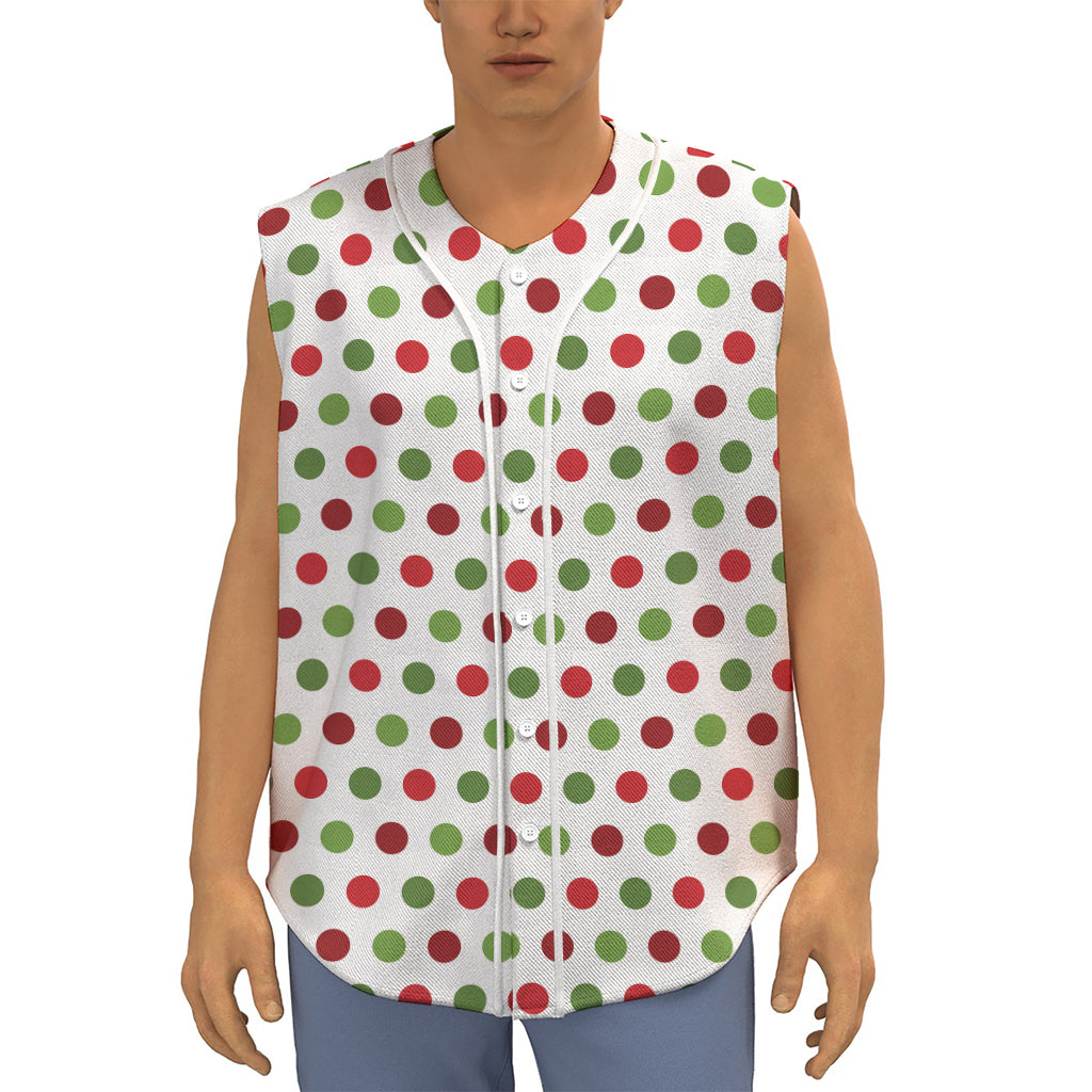 Merry Christmas Polka Dot Pattern Print Sleeveless Baseball Jersey