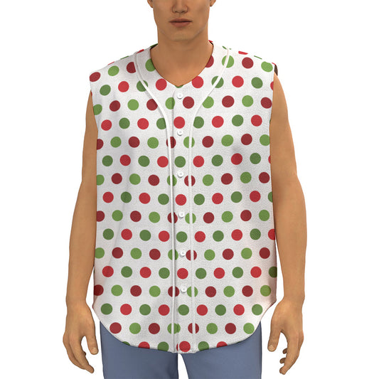 Merry Christmas Polka Dot Pattern Print Sleeveless Baseball Jersey