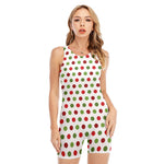 Merry Christmas Polka Dot Pattern Print Sleeveless One Piece Swimsuit