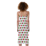 Merry Christmas Polka Dot Pattern Print Slim Fit Midi Cami Dress