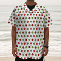 Merry Christmas Polka Dot Pattern Print Textured Short Sleeve Shirt
