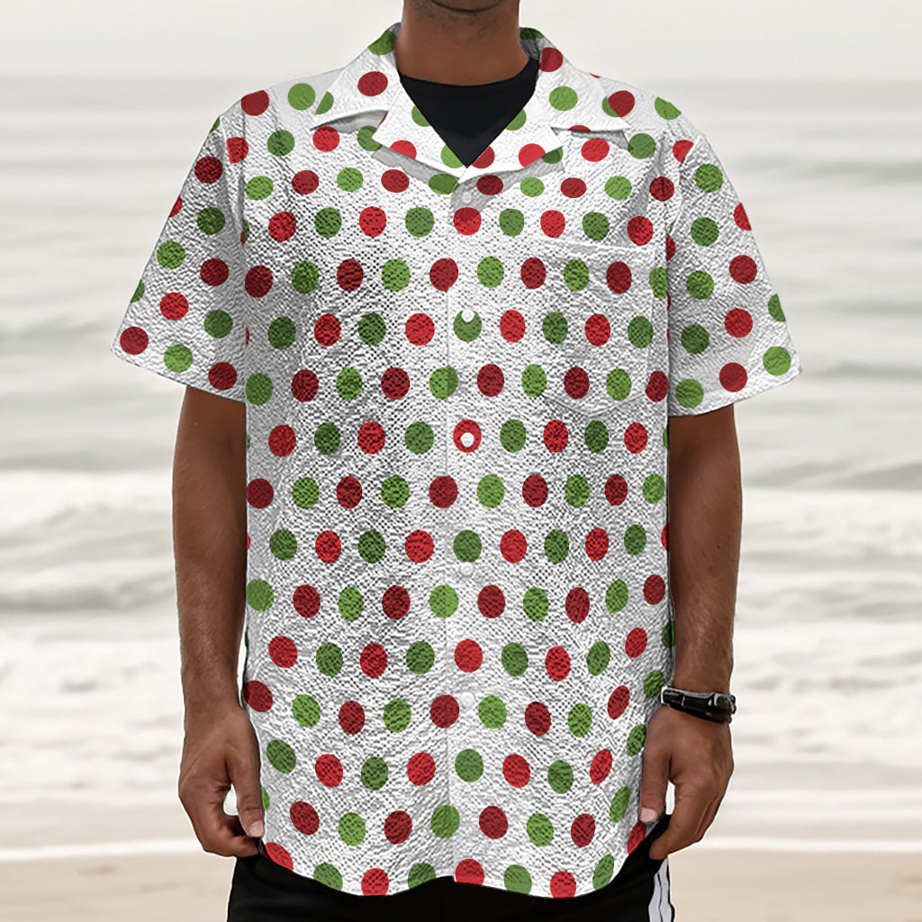 Merry Christmas Polka Dot Pattern Print Textured Short Sleeve Shirt