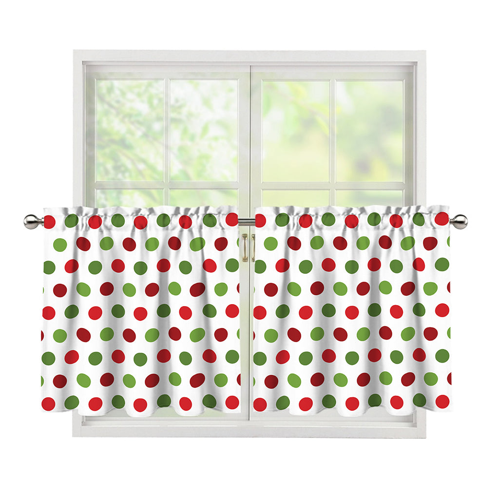 Merry Christmas Polka Dot Pattern Print Tier Curtains
