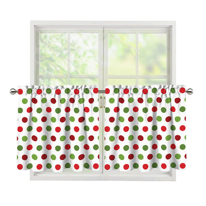 Merry Christmas Polka Dot Pattern Print Tier Curtains