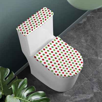 Merry Christmas Polka Dot Pattern Print Toilet Lid And Tank Cover Set