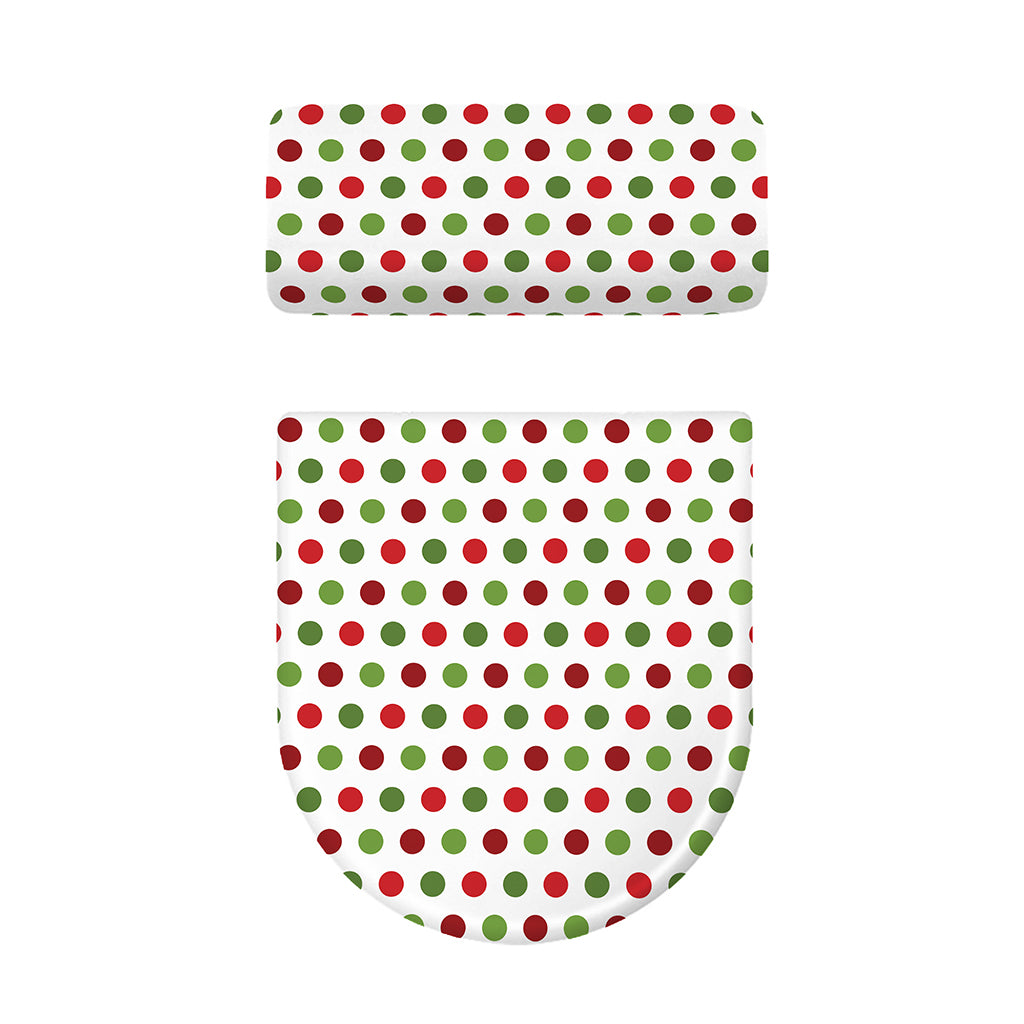 Merry Christmas Polka Dot Pattern Print Toilet Lid And Tank Cover Set