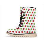 Merry Christmas Polka Dot Pattern Print Winter Boots
