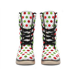 Merry Christmas Polka Dot Pattern Print Winter Boots