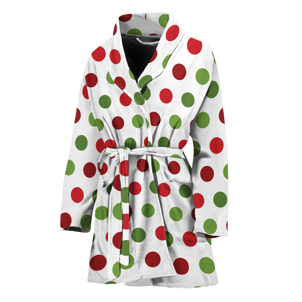 Merry Christmas Polka Dot Pattern Print Women's Bathrobe